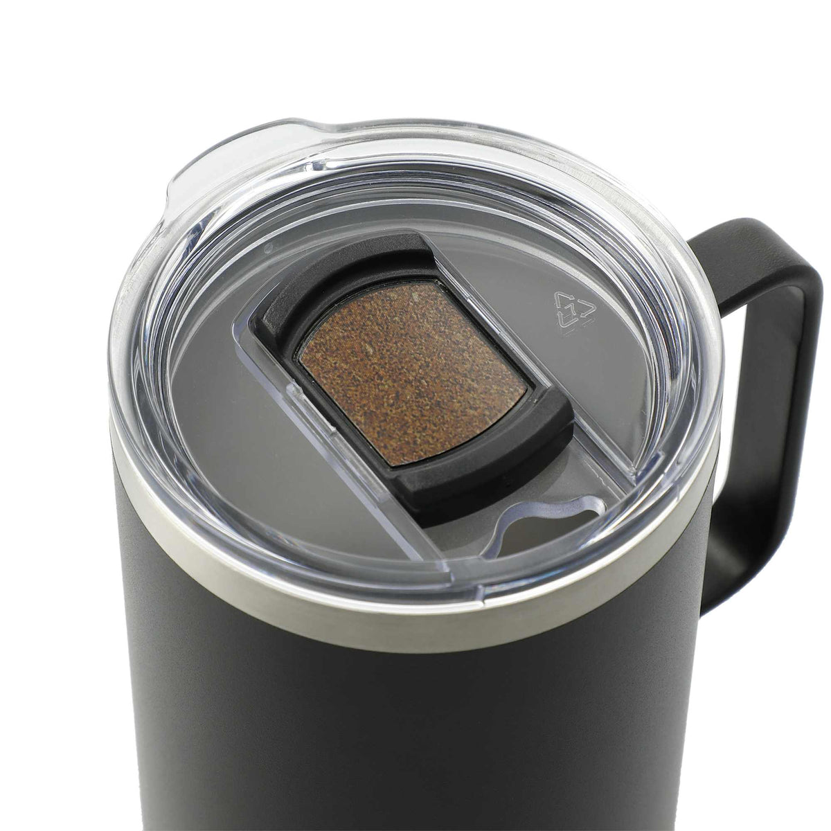 Valhalla Copper Camp Mug with Cork Base, 14 oz - Black - Right Angle