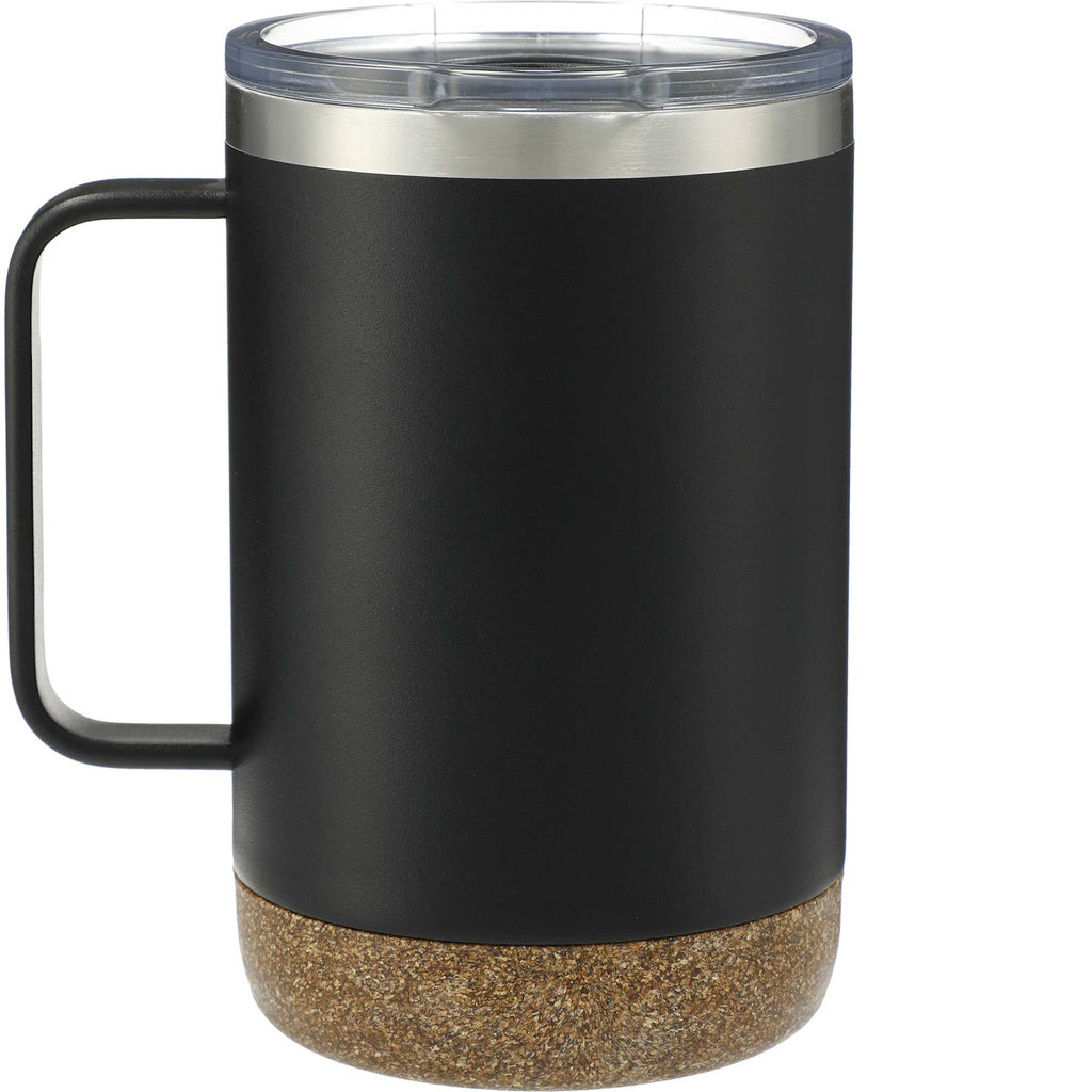 Valhalla Copper Camp Mug with Cork Base, 14 oz Laser Engraving - Black - Back