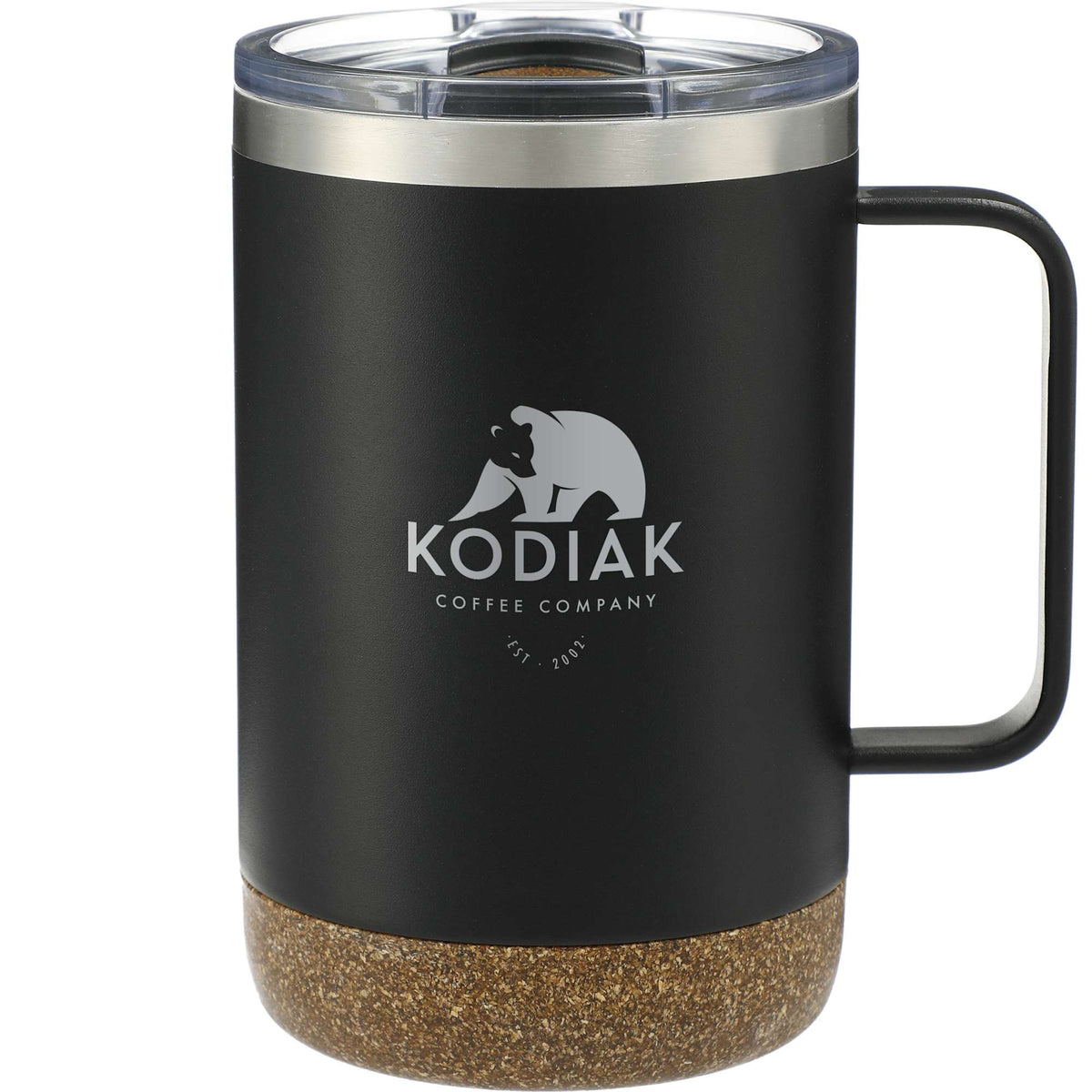 Valhalla Copper Camp Mug with Cork Base, 14 oz Laser Engraving - Black - Front