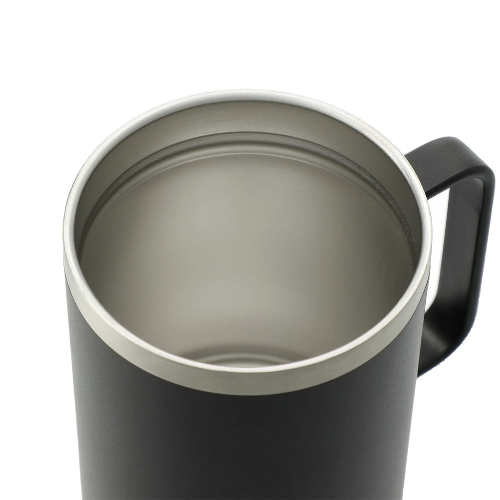 Valhalla Copper Camp Mug with Cork Base, 14 oz Laser Engraving - Black - Right Angle 2