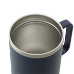 Valhalla Copper Camp Mug with Cork Base, 14 oz Laser Engraving - Navy - Right Angle 2