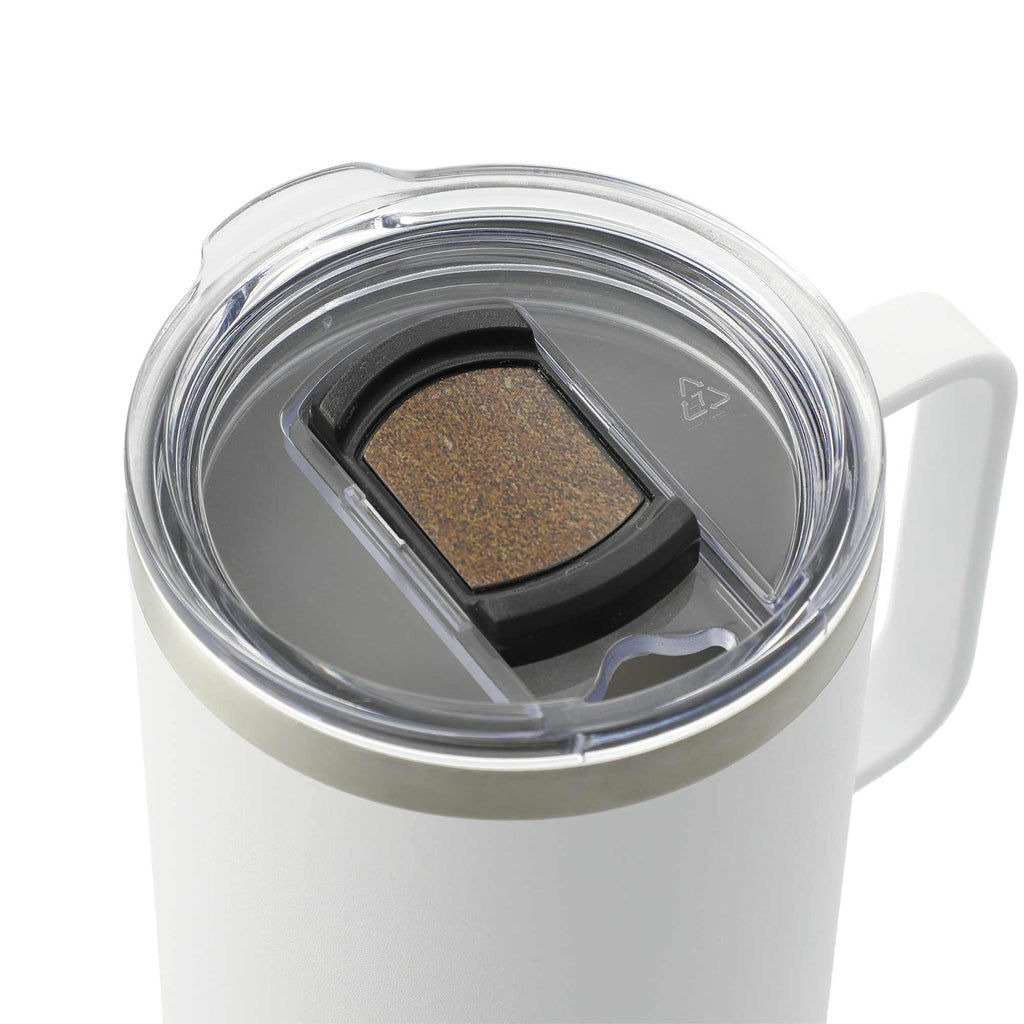 Valhalla Copper Camp Mug with Cork Base, 14 oz Laser Engraving - White - Right Angle