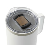 Valhalla Copper Camp Mug with Cork Base, 14 oz Laser Engraving - White - Right Angle