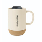 Valo Ceramic and Cork Mug with Lid, 14 oz - Bone - View 1