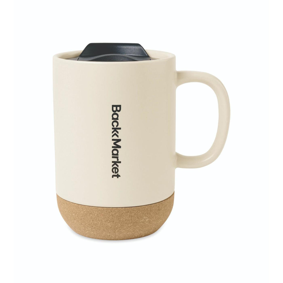 Valo Ceramic and Cork Mug with Lid, 14 oz - Bone - View 1