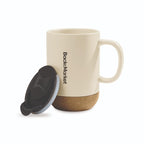 Valo Ceramic and Cork Mug with Lid, 14 oz - Bone - View 2