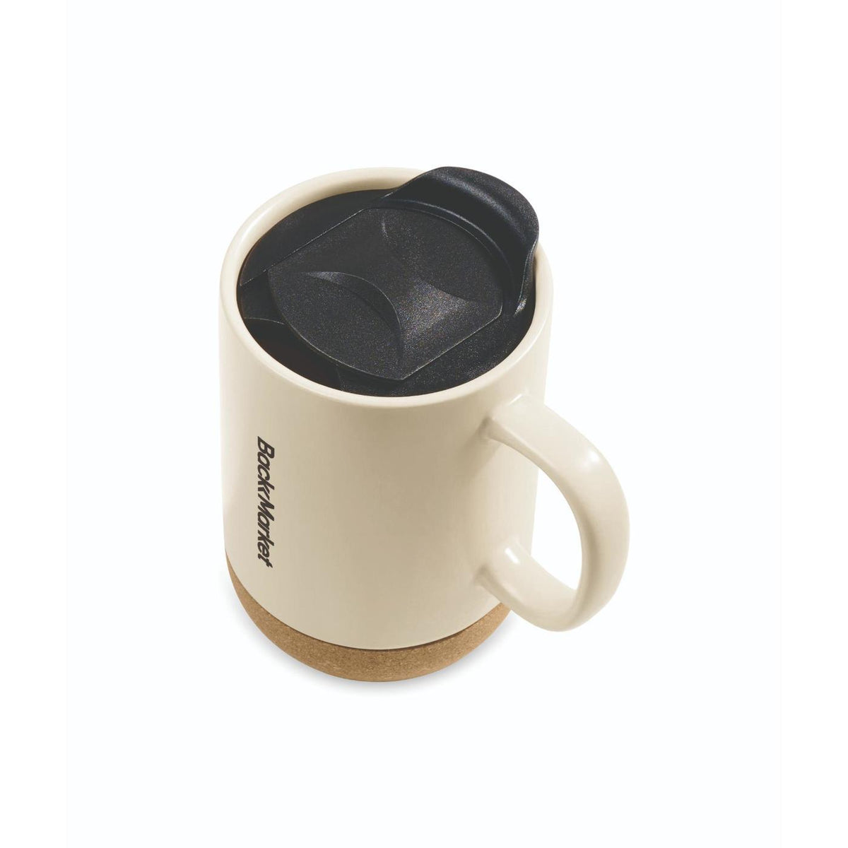 Valo Ceramic and Cork Mug with Lid, 14 oz - Bone - View 3