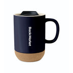 Valo Ceramic and Cork Mug with Lid, 14 oz - Matte Navy - View 1