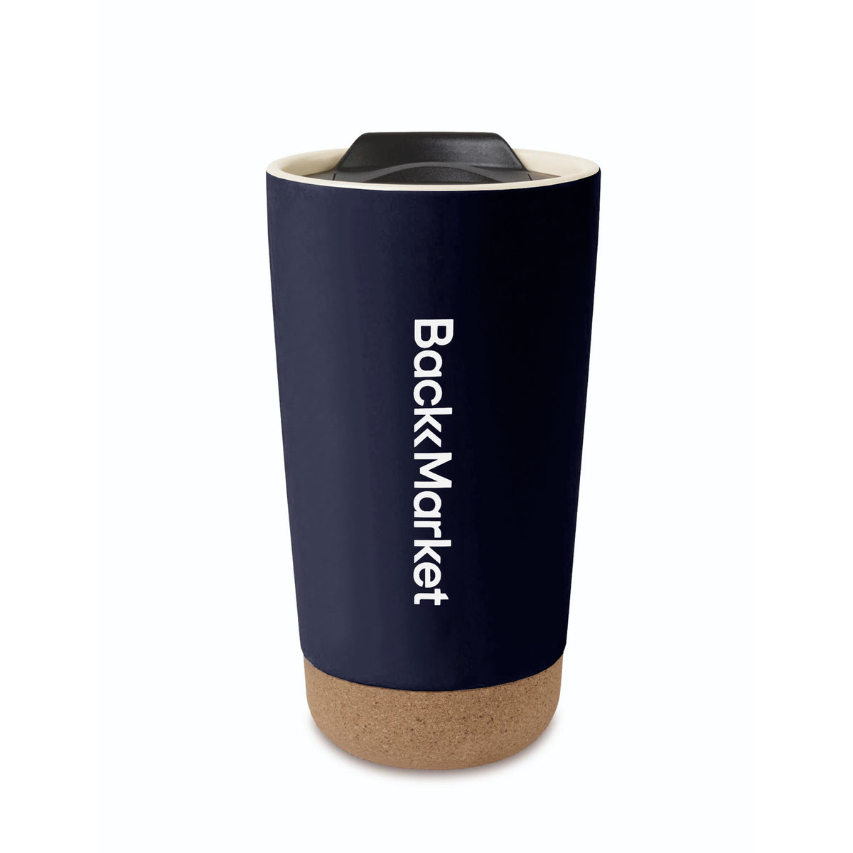 Valo Ceramic and Cork Tumbler, 16 oz - Matte Navy - View 1