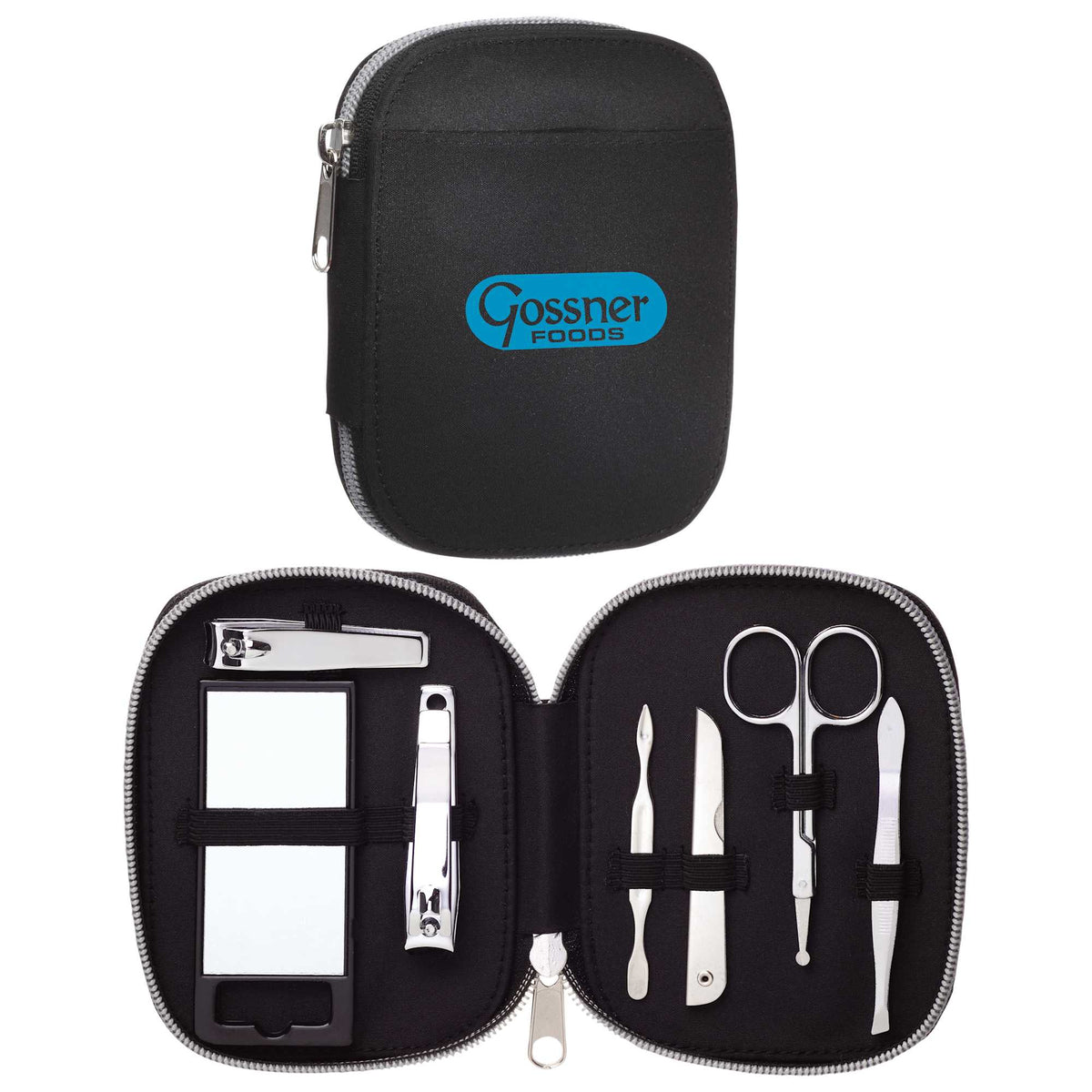 Vanity Grooming Kit in a Zip Case, 7 Pieces - Black - Front 2