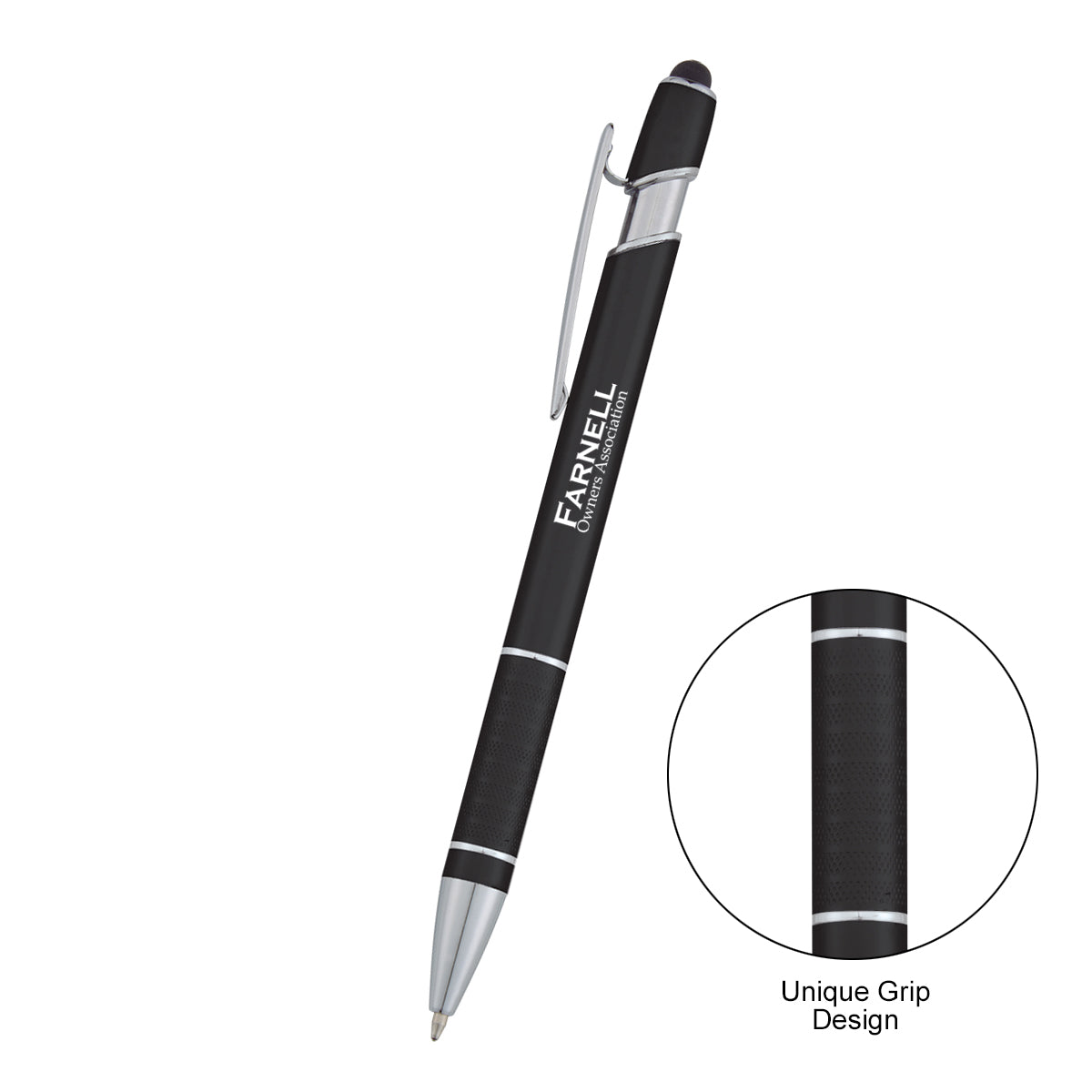 Varsi Incline Pen with Stylus - Black - Silk Screen