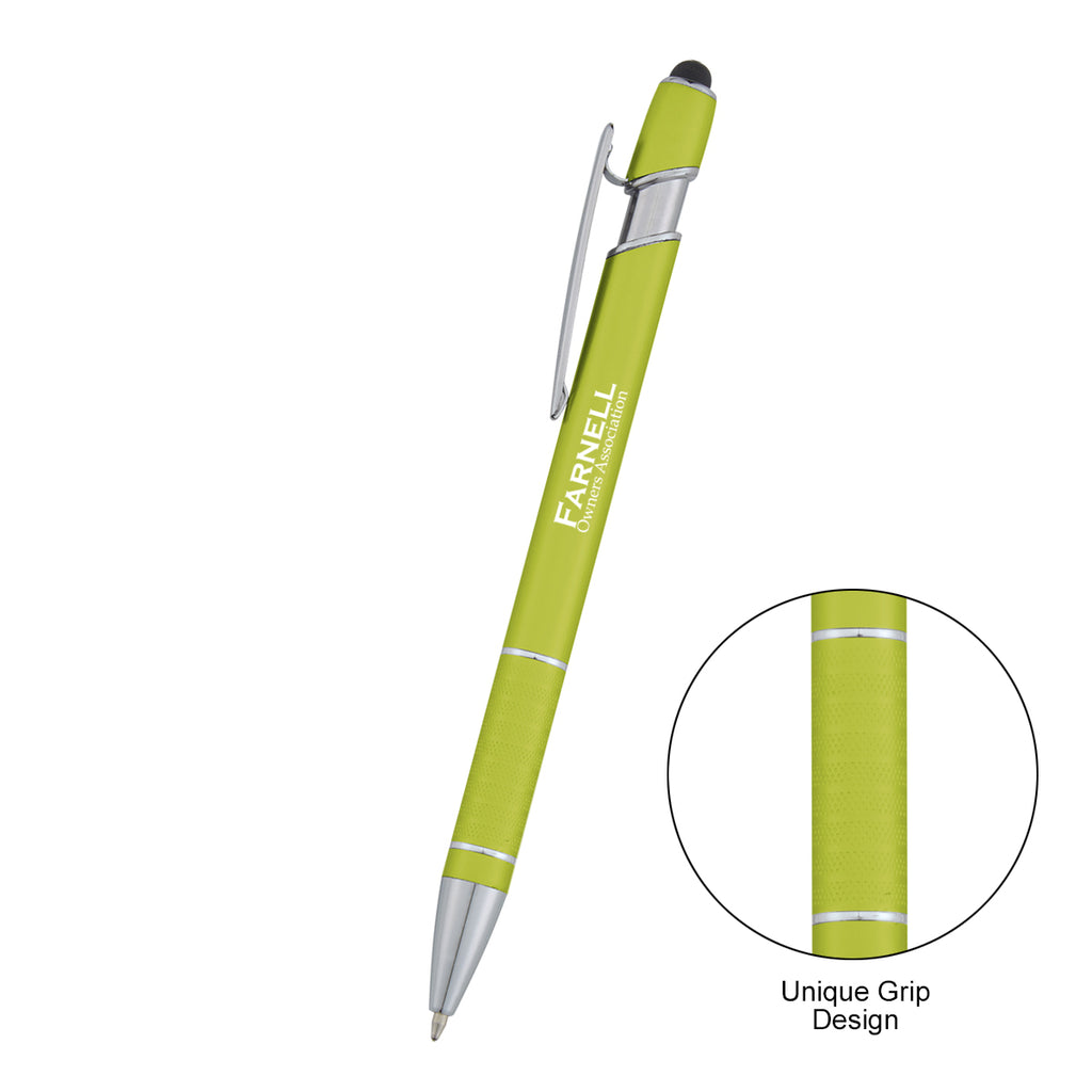 Varsi Incline Pen with Stylus - Lime Green - Silk Screen
