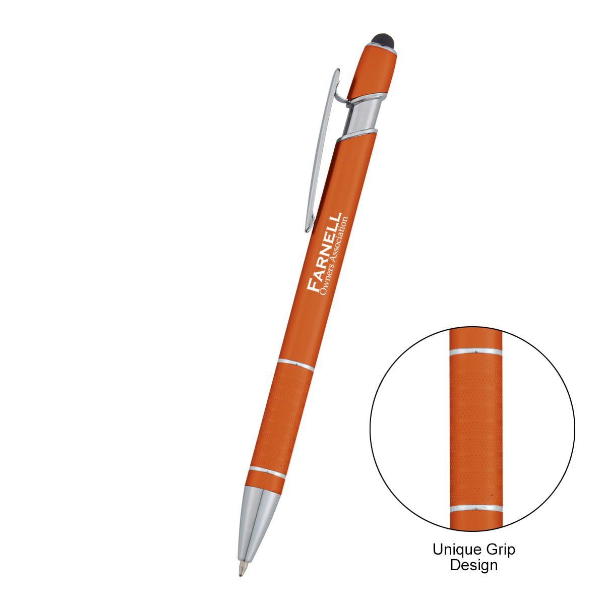 Varsi Incline Pen with Stylus - Orange - Silk Screen