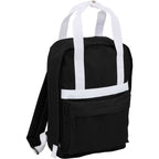 Varsity Backpack with White Webbing Straps - Black - Right Angle