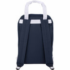 Varsity Backpack with White Webbing Straps Embroidery - Navy - Back