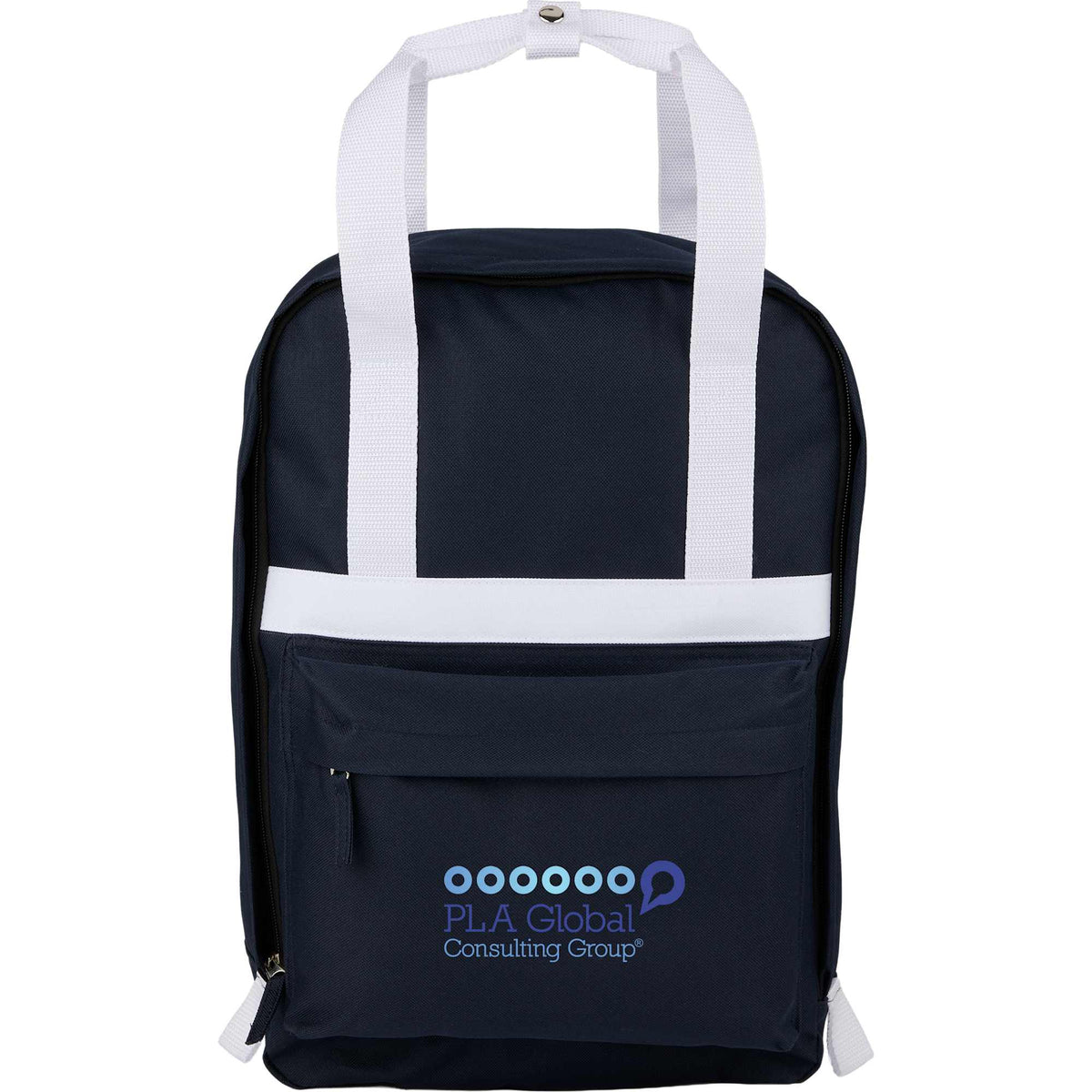 Varsity Backpack with White Webbing Straps - Navy - Front