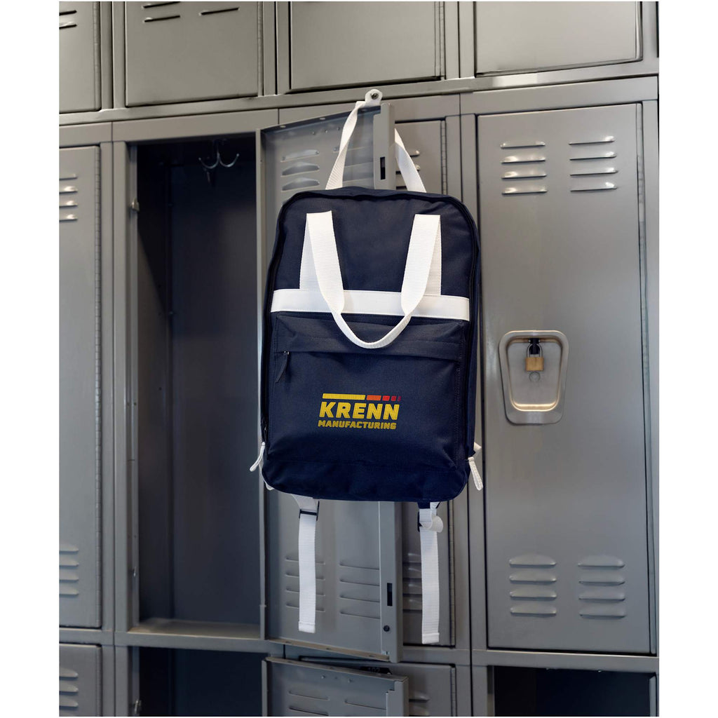 Varsity Backpack with White Webbing Straps - Navy - Lifestyle