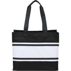 Varsity Box Tote with White Stripes - Black - Back