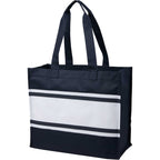 Varsity Box Tote with White Stripes Embroidery - Navy - Left Angle