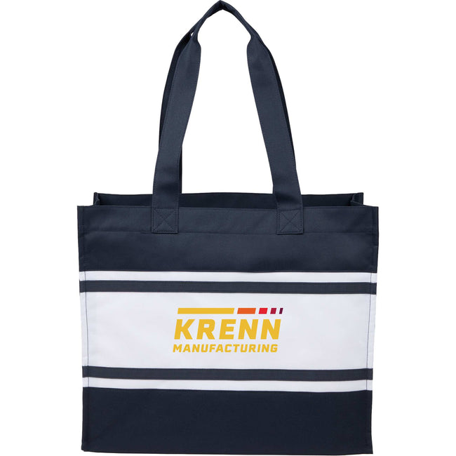 Varsity Box Tote with White Stripes Full Color
