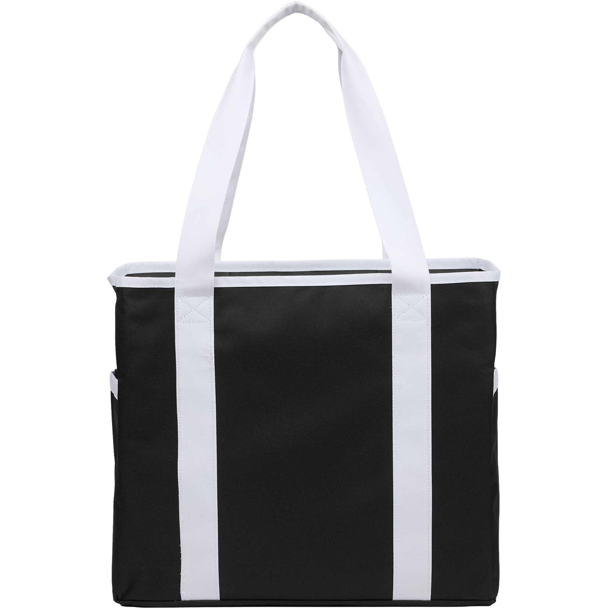 Varsity Club Tote with White Piping - Black - Back