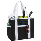 Varsity Club Tote with White Piping - Black - Propped