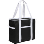 Varsity Club Tote with White Piping - Black - Right Angle