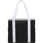 Varsity Club Tote with White Piping Embroidery - Black - Back