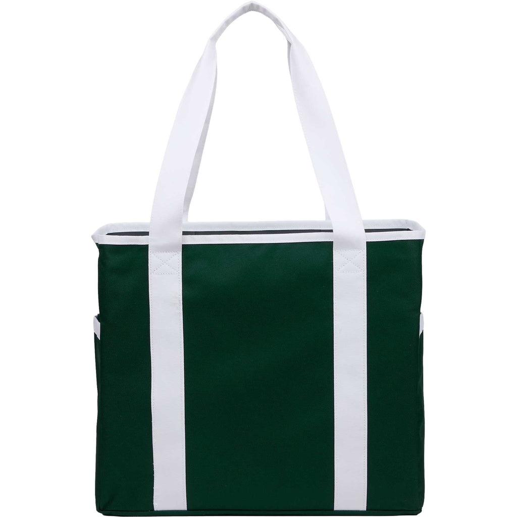 Varsity Club Tote with White Piping Embroidery - Green - Back