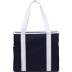 Varsity Club Tote with White Piping Embroidery - Navy - Back