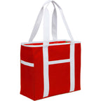 Varsity Club Tote with White Piping Embroidery - Red - Right Angle