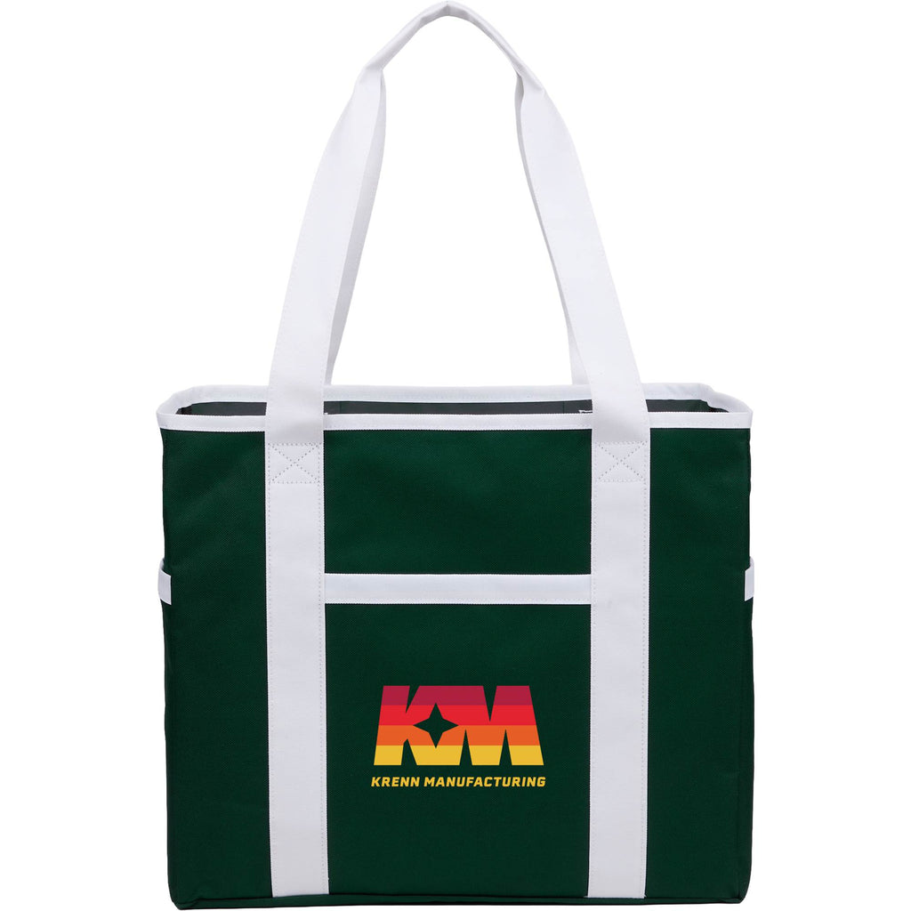 Varsity Club Tote with White Piping - Green - Front
