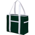 Varsity Club Tote with White Piping - Green - Left Angle