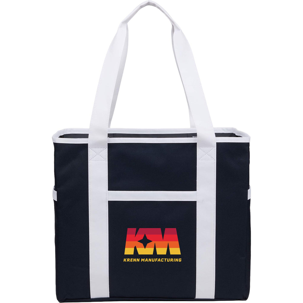 Varsity Club Tote with White Piping - Navy - Front