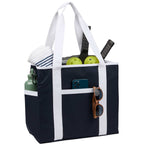 Varsity Club Tote with White Piping - Navy - Propped