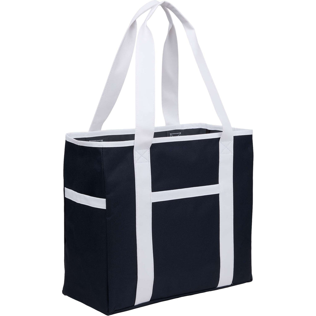 Varsity Club Tote with White Piping - Navy - Right Angle