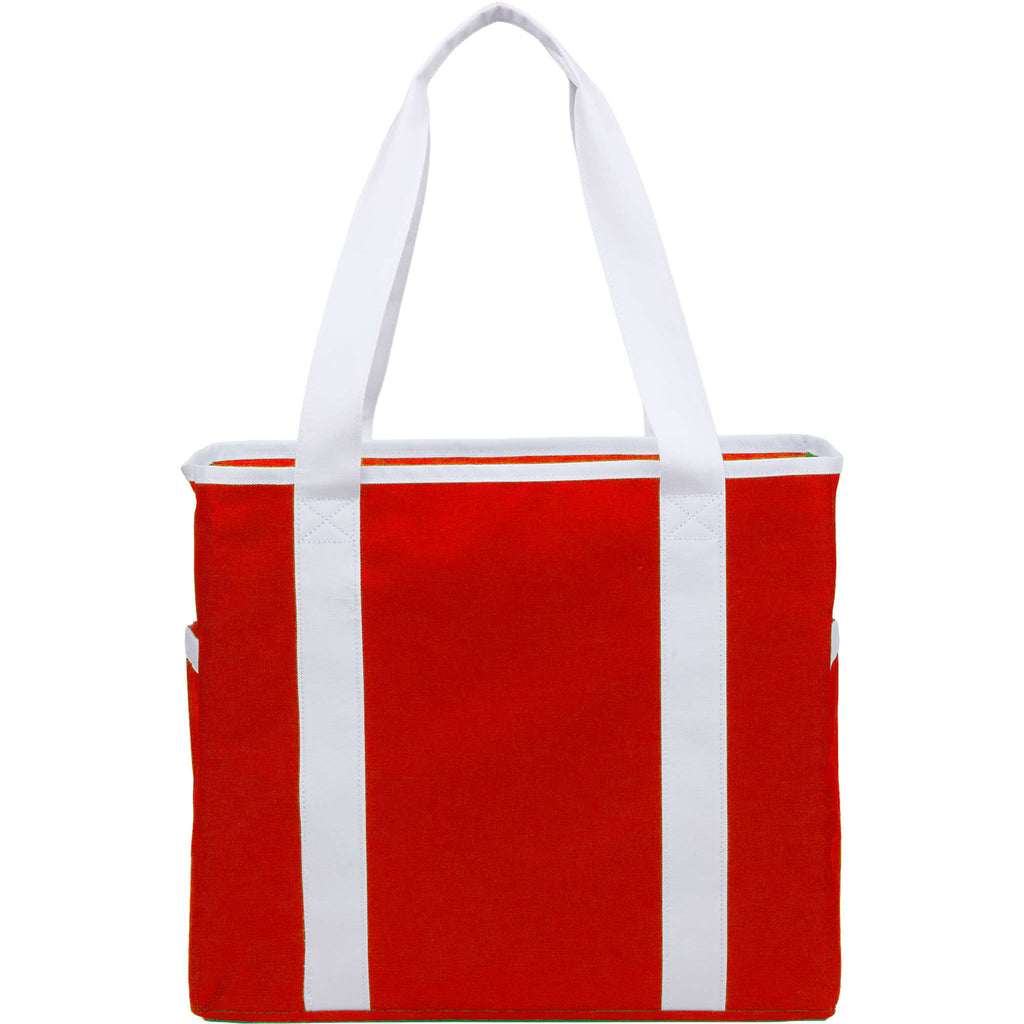 Varsity Club Tote with White Piping - Red - Back