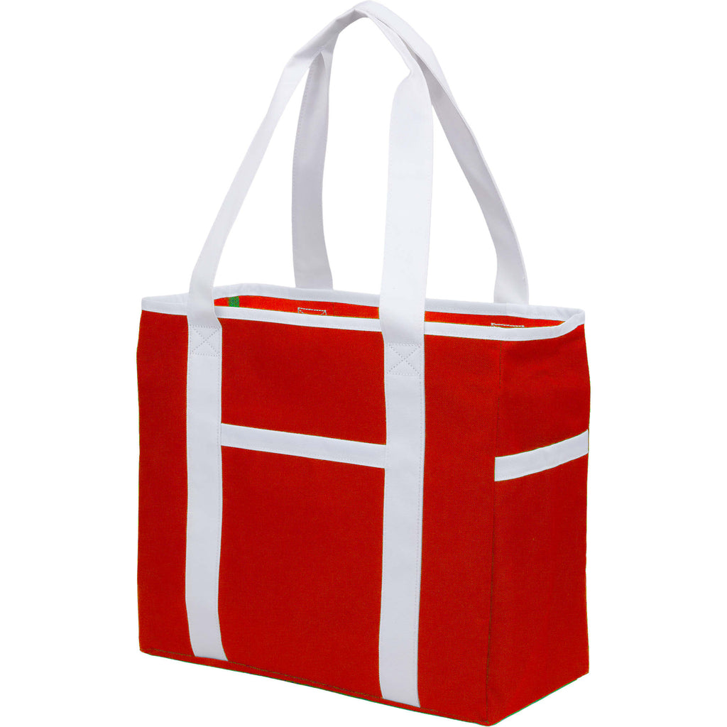Varsity Club Tote with White Piping - Red - Left Angle