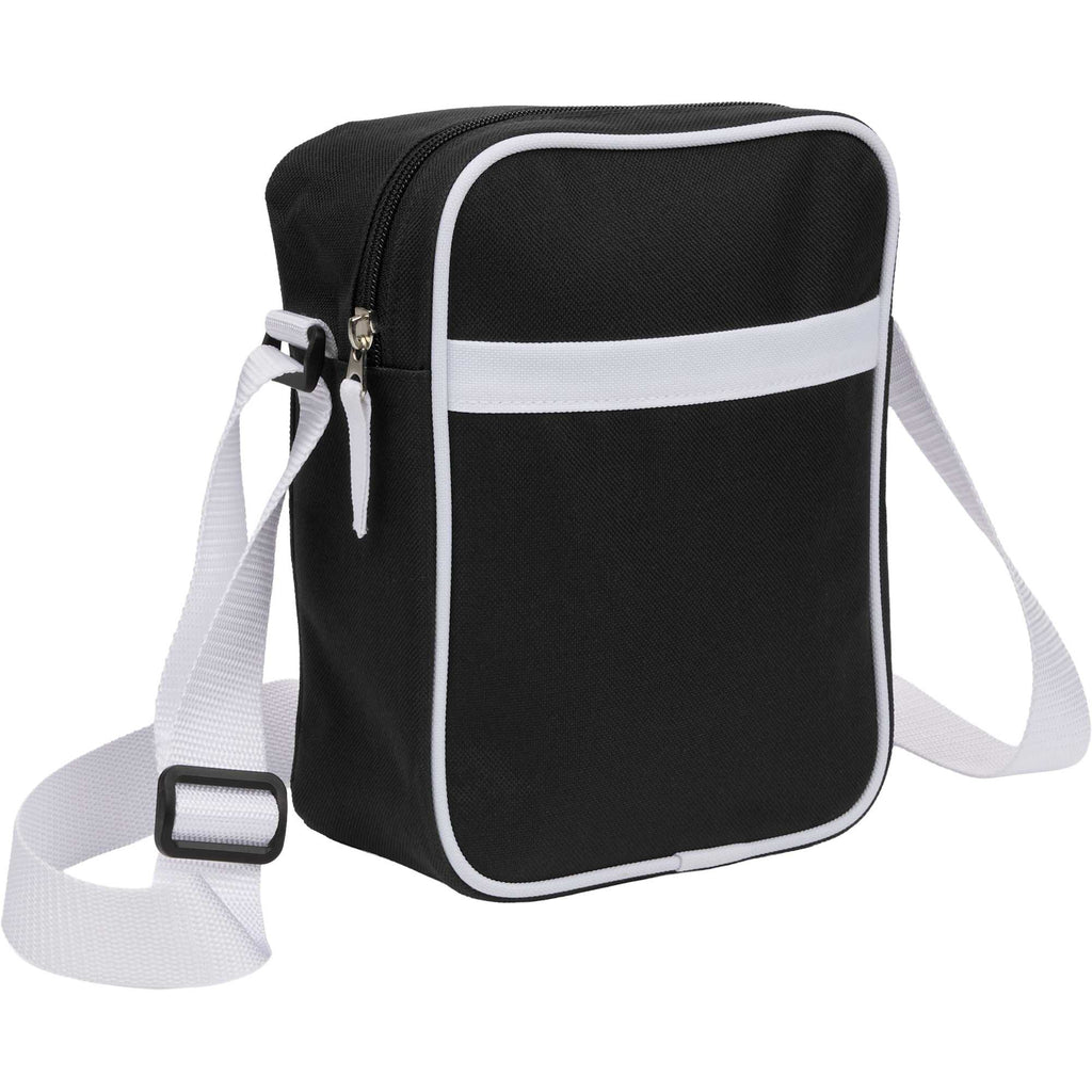Varsity Crossbody Bag with White Trim - Black - Right Angle