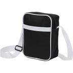 Varsity Crossbody Bag with White Trim Embroidery - Black - Left Angle