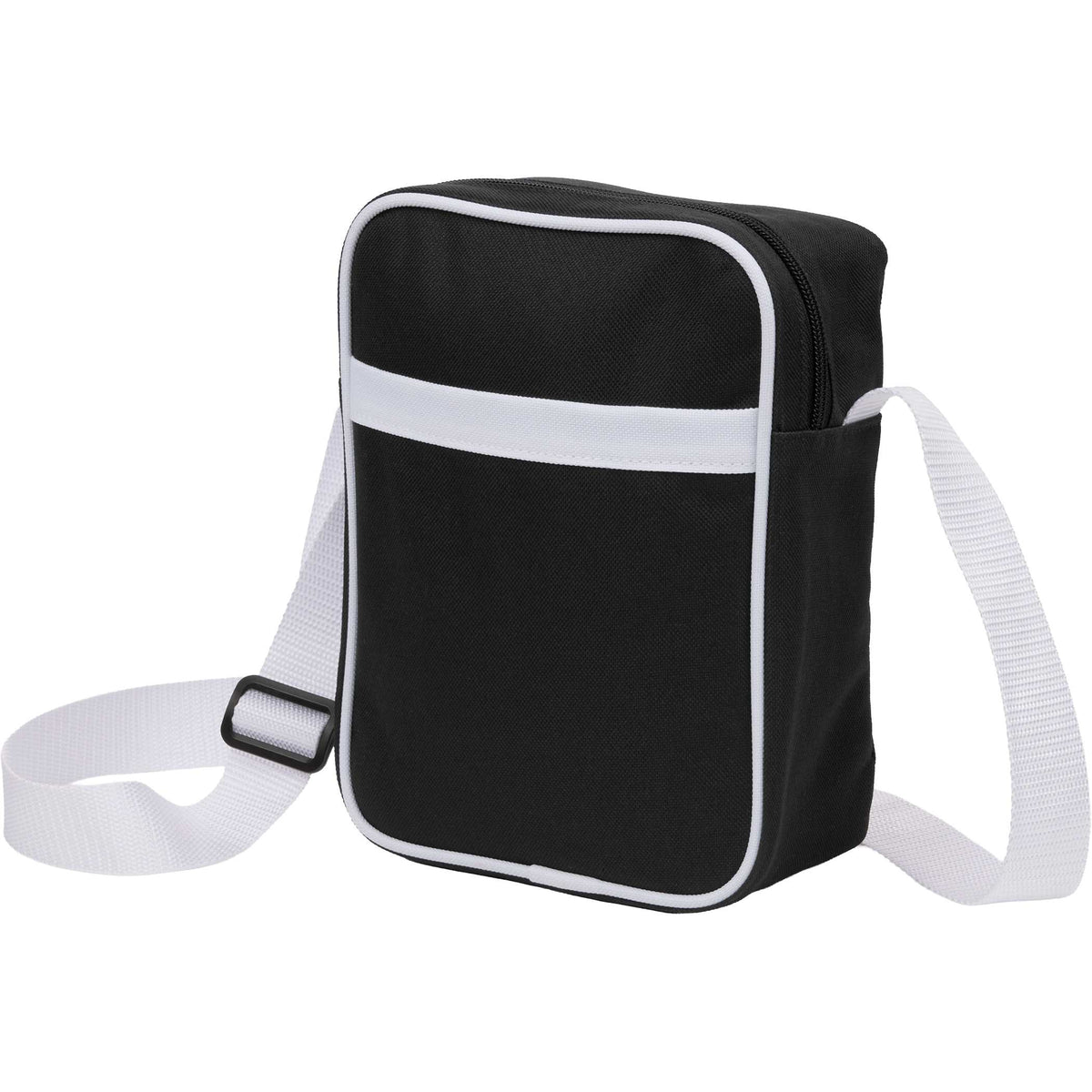 Varsity Crossbody Bag with White Trim Full Color - Black - Left Angle