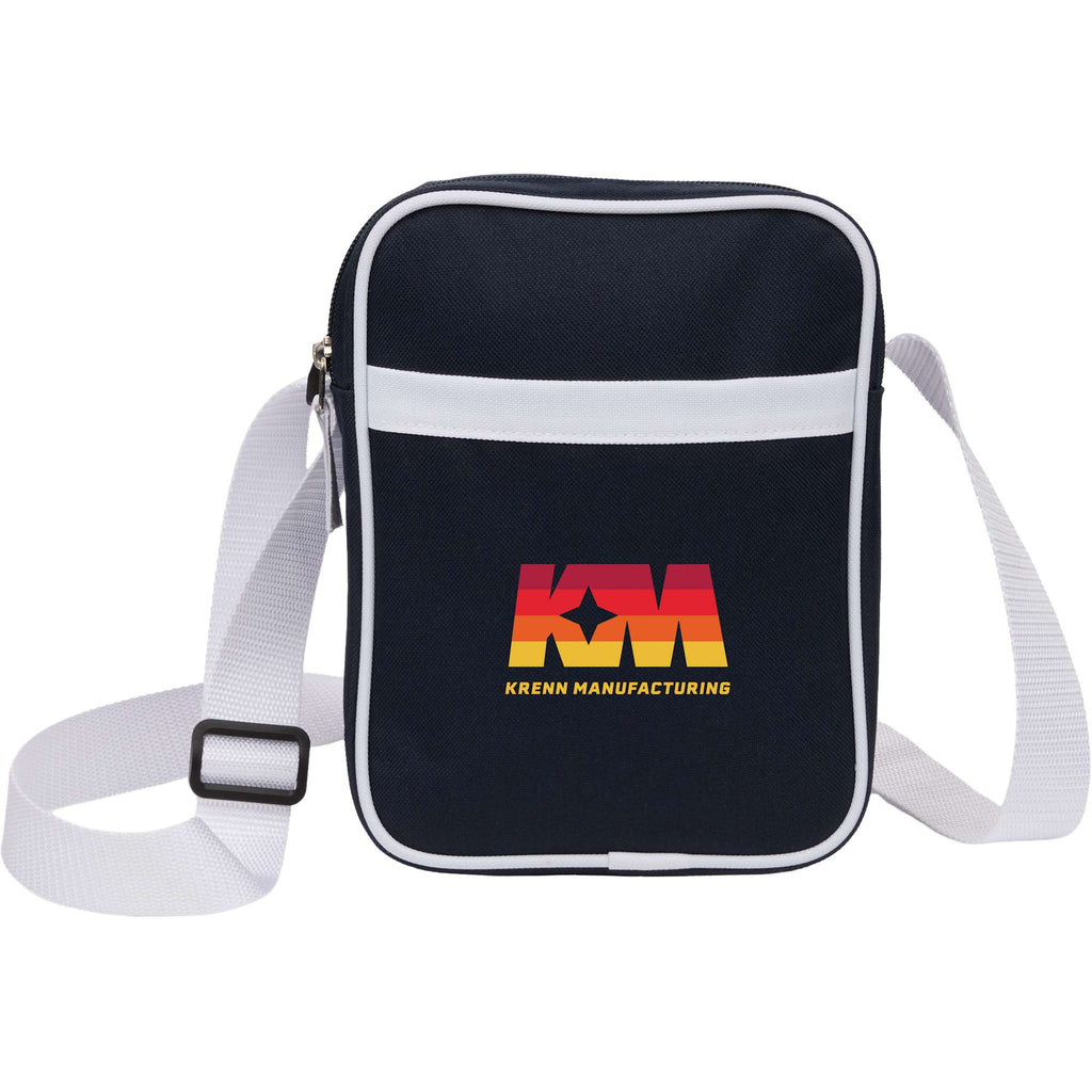 Varsity Crossbody Bag with White Trim - Navy - Front
