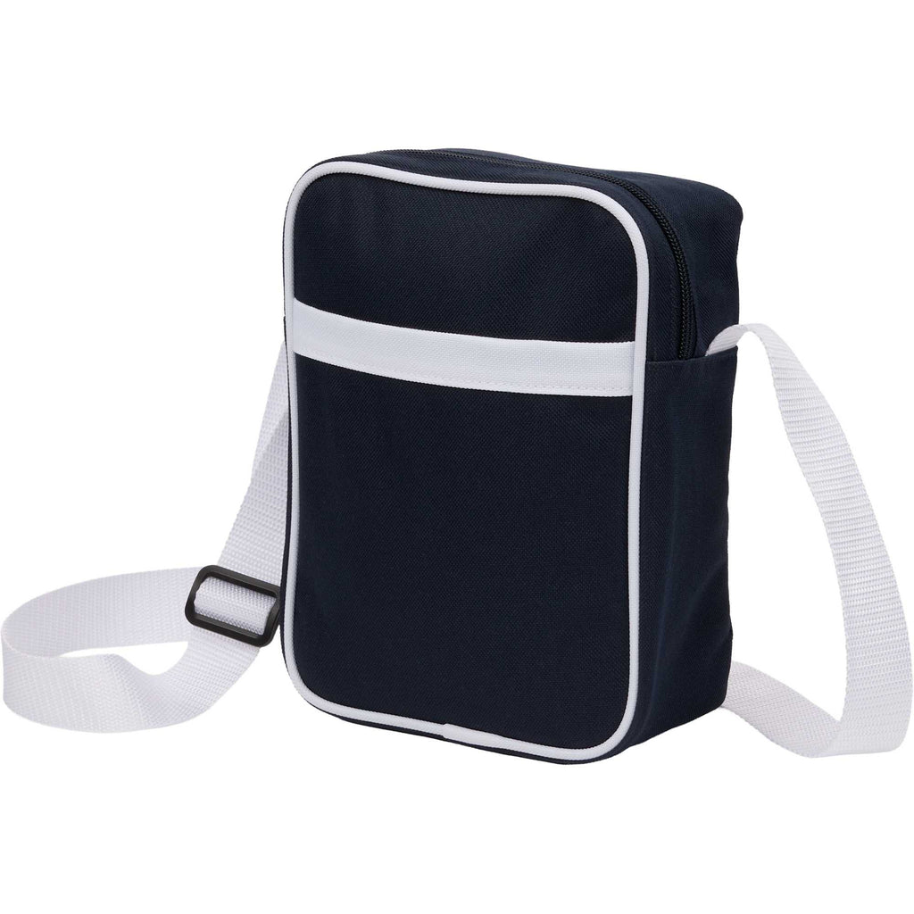 Varsity Crossbody Bag with White Trim - Navy - Left Angle