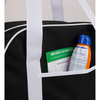 Varsity Sport Duffel Bag with White Webbing Embroidery - Black - Detail 2