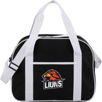 Varsity Sport Duffel Bag with White Webbing Embroidery - Black - Front