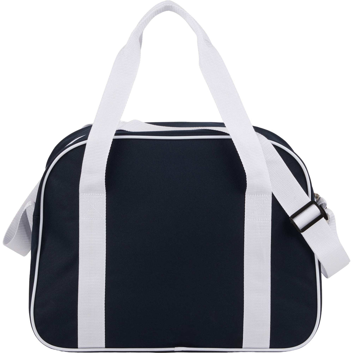 Varsity Sport Duffel Bag with White Webbing Embroidery - Navy - Back