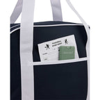 Varsity Sport Duffel Bag with White Webbing Embroidery - Navy - Detail