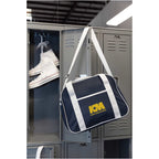 Varsity Sport Duffel Bag with White Webbing Embroidery - Navy - Lifestyle