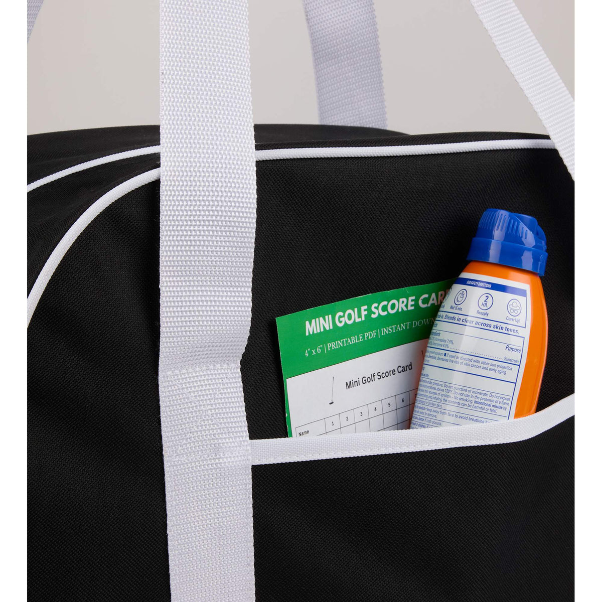 Varsity Sport Duffel Bag with White Webbing Full Color - Black - Detail 2