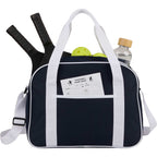 Varsity Sport Duffel Bag with White Webbing Full Color - Navy - Propped